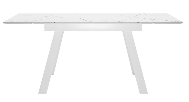 Кухонный раскладной стол DikLine SKM140 Керамика Белый мрамор/подстолье белое/опоры белые (2 уп.) в Иваново - изображение 2