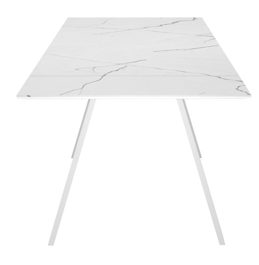 Кухонный раскладной стол DikLine SKM140 Керамика Белый мрамор/подстолье белое/опоры белые (2 уп.) в Иваново - изображение 4
