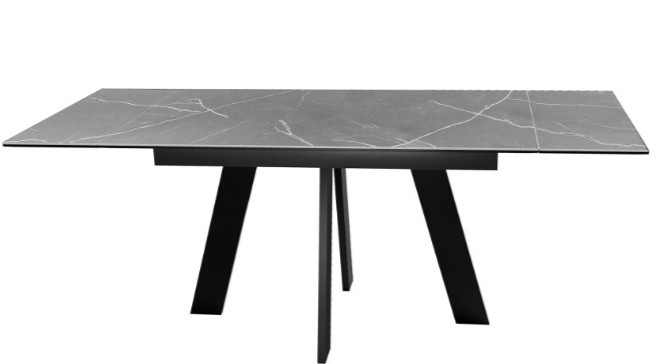 Кухонный стол раскладной DikLine SKM140 Керамика серый мрамор/подстолье черное/опоры черные (2 уп.) в Иваново - изображение 2