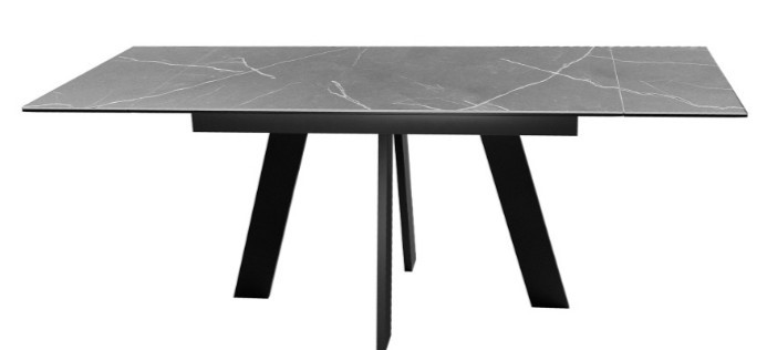 Кухонный стол раскладной DikLine SKM140 Керамика серый мрамор/подстолье черное/опоры черные (2 уп.) в Иваново - изображение 4