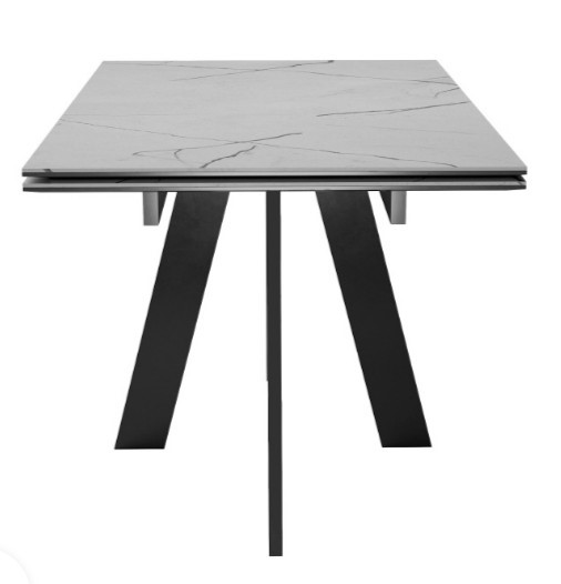 Кухонный стол раскладной DikLine SKM140 Керамика серый мрамор/подстолье черное/опоры черные (2 уп.) в Иваново - изображение 5