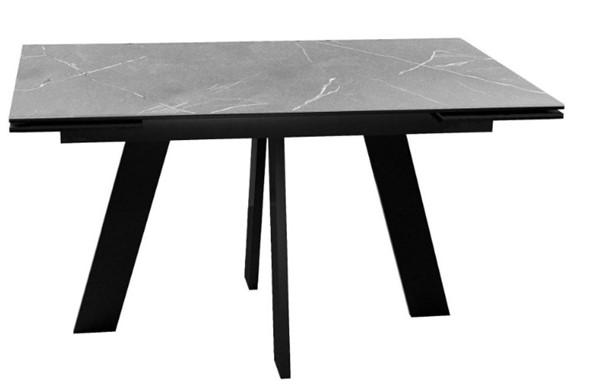 Кухонный стол раскладной DikLine SKM140 Керамика серый мрамор/подстолье черное/опоры черные (2 уп.) в Иваново - изображение
