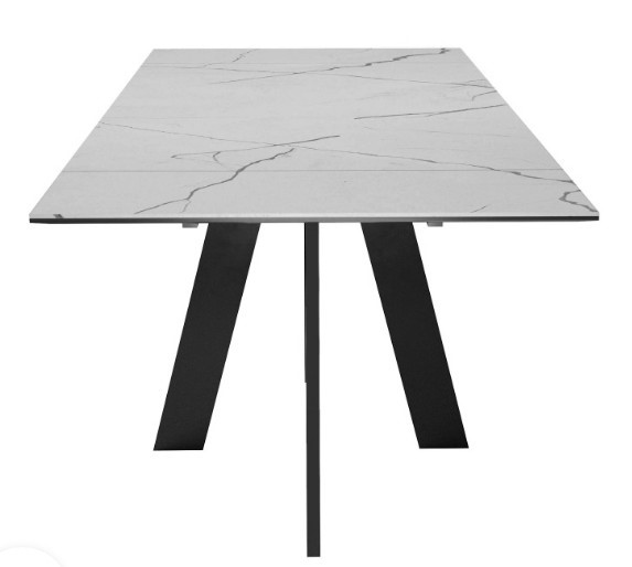 Кухонный стол раскладной DikLine SKM140 Керамика серый мрамор/подстолье черное/опоры черные (2 уп.) в Иваново - изображение 6