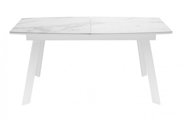 Кухонный стол раскладной Dikline XLS160 мрамор белый глянец/ножки белые в Иваново - предосмотр 1
