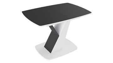 Кухонный стол раскладной Гарда тип 1, цвет Белый/Стекло матовое черный графит в Иваново
