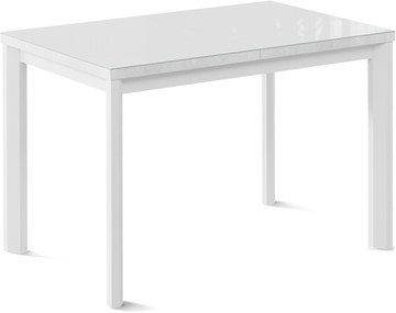 Кухонный стол раскладной Нагано-1G (ноги металлические белые, стекло cristal/белый цемент) в Иваново