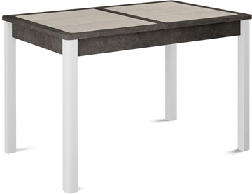 Обеденный раздвижной стол Ницца-1 ПЛ (ноги белые, плитка бежевая/серый камень) в Иваново