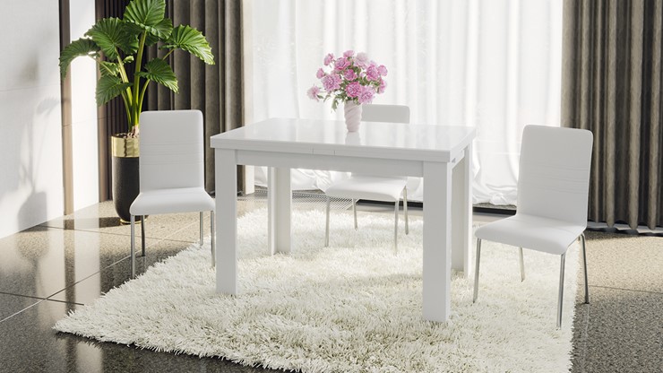 Обеденный раздвижной стол Норман тип 1, цвет Белый/Стекло белый глянец в Иваново - изображение 4