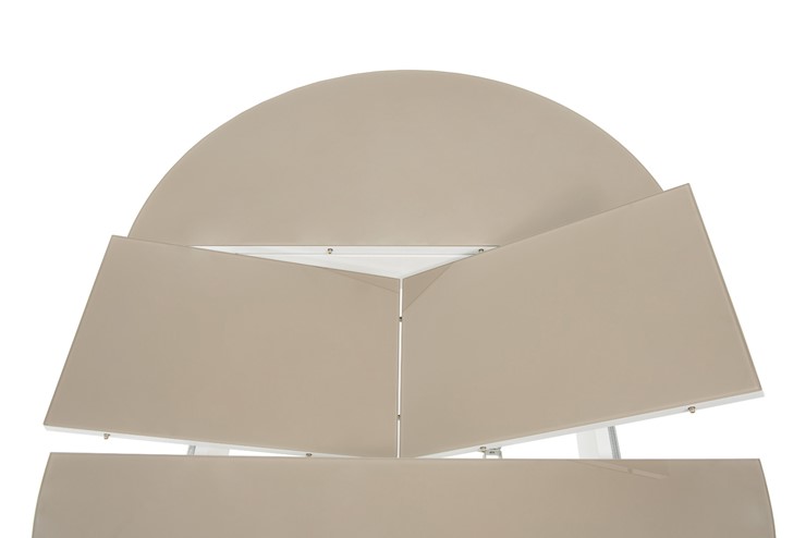 Кухонный раздвижной стол Ривьера исп. круг хром №5 (стекло белое/черный) в Иваново - изображение 4