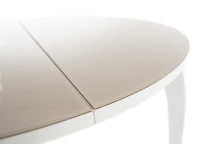Кухонный раздвижной стол Ривьера исп. круг хром №5 (стекло белое/черный) в Иваново - изображение 6