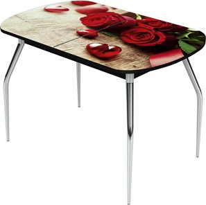Обеденный раздвижной стол Ривьера исп.1 ноги метал. крашеные №24 Фотопечать (Цветы №33) в Иваново