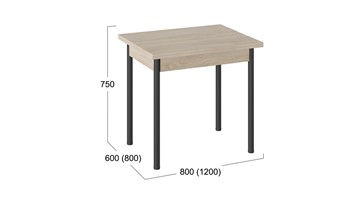 Кухонный раздвижной стол Родос тип 2 с опорой d40 (Черный муар/Дуб Сонома) в Иваново - предосмотр 2