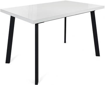 Кухонный стол раздвижной Сальвадор-2G (ноги черные, стекло cristal/белый цемент) в Иваново