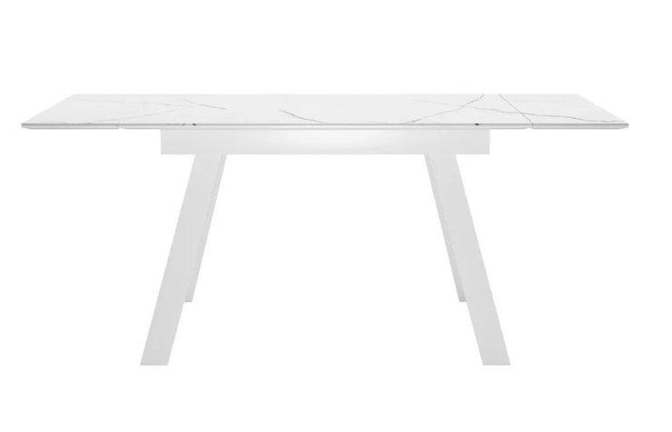 Кухонный стол раздвижной SKL 140, керамика белый мрамор/подстолье белое/ножки белые в Иваново - изображение 2