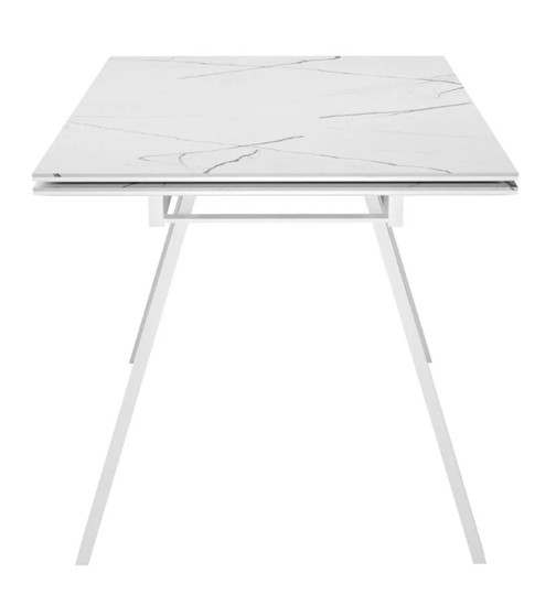 Кухонный стол раздвижной SKL 140, керамика белый мрамор/подстолье белое/ножки белые в Иваново - изображение 3