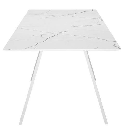 Кухонный стол раздвижной SKL 140, керамика белый мрамор/подстолье белое/ножки белые в Иваново - изображение 4