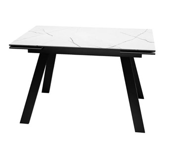 Кухонный стол раскладной SKL 140, керамика белый мрамор/подстолье черное/ножки черные в Иваново