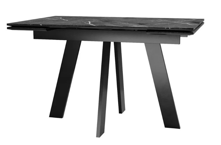 Раздвижной стол SKM 120, керамика черный мрамор/подстолье черное/ножки черные в Иваново - изображение 1