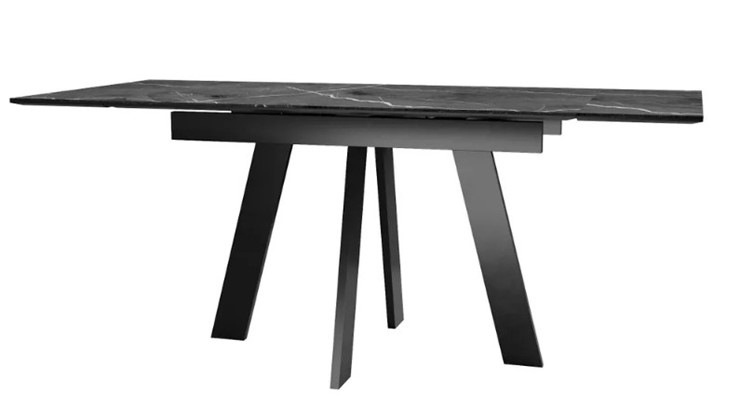 Раздвижной стол SKM 120, керамика черный мрамор/подстолье черное/ножки черные в Иваново - изображение 3