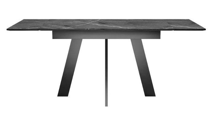 Раздвижной стол SKM 120, керамика черный мрамор/подстолье черное/ножки черные в Иваново - изображение 4