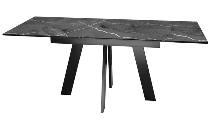 Раздвижной стол SKM 120, керамика черный мрамор/подстолье черное/ножки черные в Иваново - изображение 5