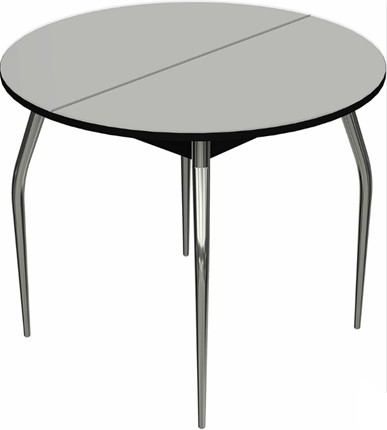 Кухонный раздвижной стол Ривьера исп. круг хром №5 (стекло белое/черный) в Иваново - изображение