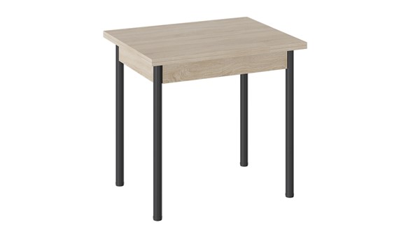 Кухонный раздвижной стол Родос тип 2 с опорой d40 (Черный муар/Дуб Сонома) в Иваново - изображение