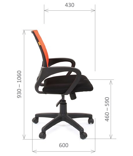 Кресло CHAIRMAN 696 black Сетчатый акрил DW66 оранжевый в Иваново - изображение 2