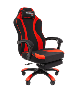 Кресло игровое CHAIRMAN GAME 35 с выдвижной подставкой для ног Ткань  черная / Ткань красная в Иваново