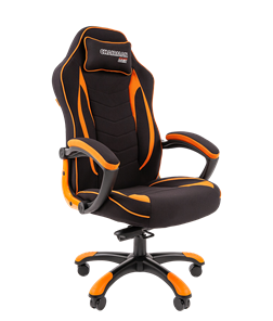 Кресло игровое CHAIRMAN GAME 28 Полиэстер комбинированная ткань оранжевый/черный в Иваново