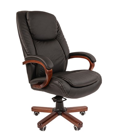 Офисное кресло CHAIRMAN 408 кожа черная в Иваново - изображение