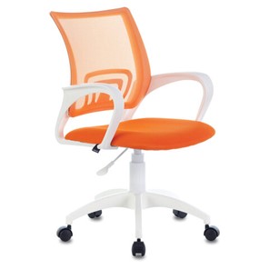 Офисное кресло Brabix Fly MG-396W (с подлокотниками, пластик белый, сетка, оранжевое) 532401 в Иваново