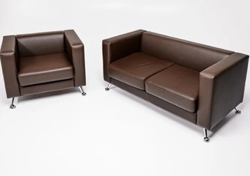 Комплект мебели Альбиони коричневый кожзам  диван 2Д + кресло в Иваново
