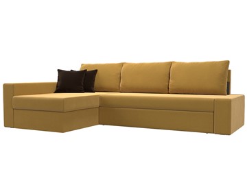 Угловой диван для гостиной Версаль, Желтый/Коричневый (микровельвет) в Иваново