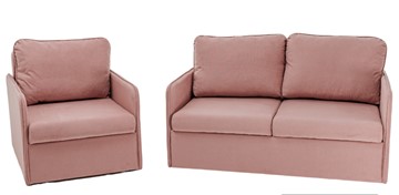 Мебельный комплект Амира розовый диван + кресло в Иваново
