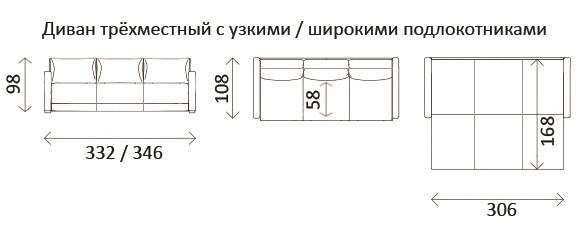 Прямой диван Тридэ БД, узкий подлокотник в Иваново - изображение 3