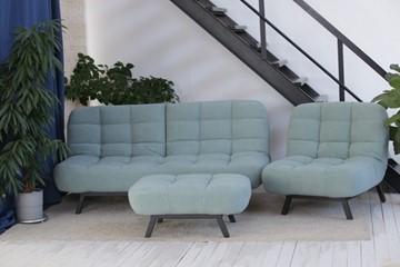 Комплект мебели Абри цвет мята кресло + диван + пуф опора металл в Иваново