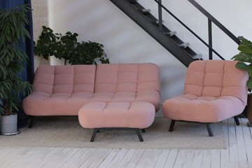 Комплект мебели Абри розовый кресло + диван + пуф опора металл в Иваново
