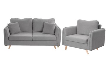 Комплект мебели Бертон серый диван+ кресло в Иваново