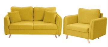 Комплект мебели Бертон желтый диван+ кресло в Иваново