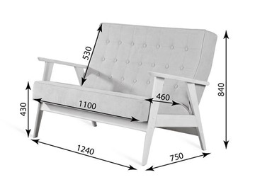 Прямой диван Ретро, двухместный (беленый дуб / RS 29 - бирюзовый) в Иваново - предосмотр 3