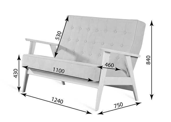 Прямой диван Ретро, двухместный (беленый дуб / RS 29 - бирюзовый) в Иваново - изображение 3