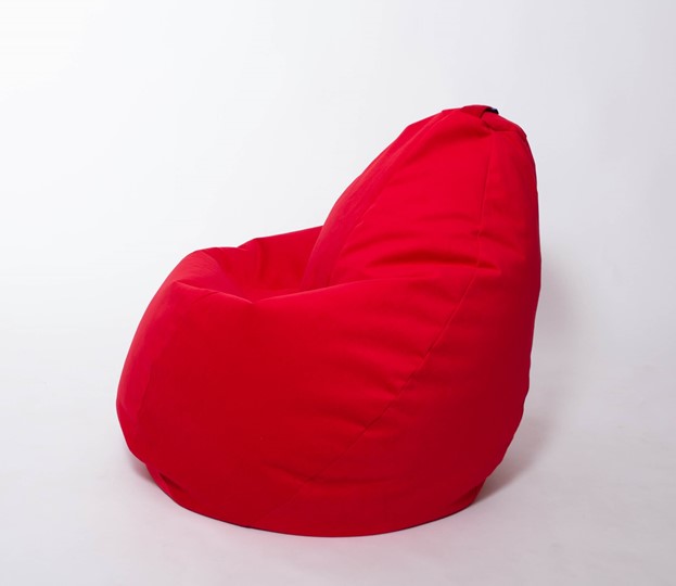 Кресло-мешок Груша большое, велюр однотон, красное в Иваново - изображение 1