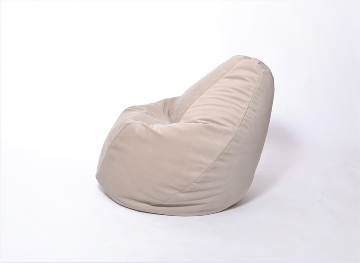 Кресло-мешок Груша среднее, велюр однотон, бежевое в Иваново - изображение 2