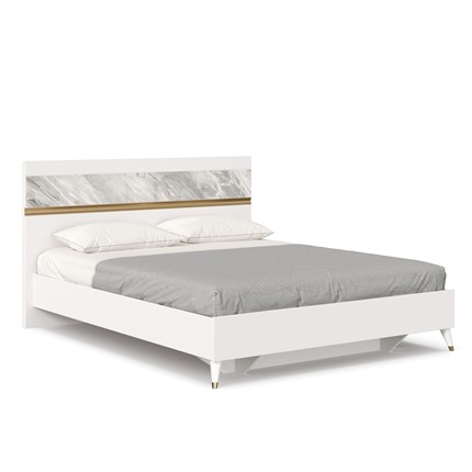 Двуспальная кровать 1600 Айла ЛД 688.120.000 с основанием, Белый/Статуарио, исполнение 1 в Иваново - изображение