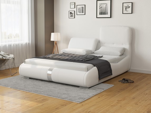 Кровать спальная Лукка 160х200, Экокожа (Белый) в Иваново - изображение