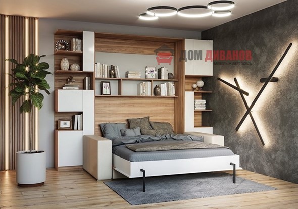 Кровать-шкаф с диваном Дина, 1400х2000 в Иваново - изображение