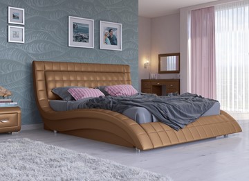 Двуспальная кровать с механизмом Атлантико 200x200, Экокожа (Бронзовый перламутр) в Иваново