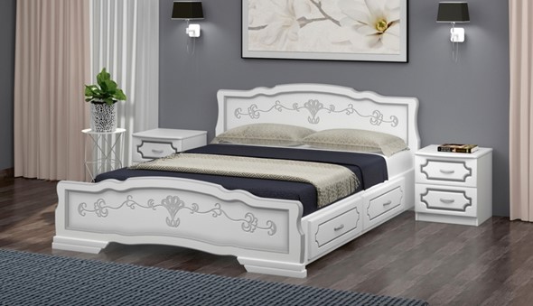 Кровать с выкатными ящиками Карина-6 (Белый Жемчуг) 160х200 в Иваново - изображение