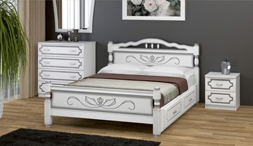 Кровать с выкатными ящиками Карина-5 (Белый Жемчуг) 160х200 в Иваново